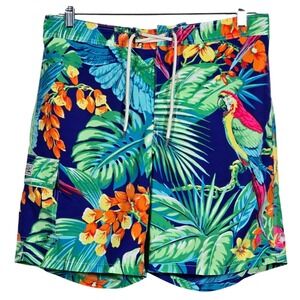 Polo Ralph Lauren Palm Island Parrot Swim Shorts Mens Large Blue Tropical Floral